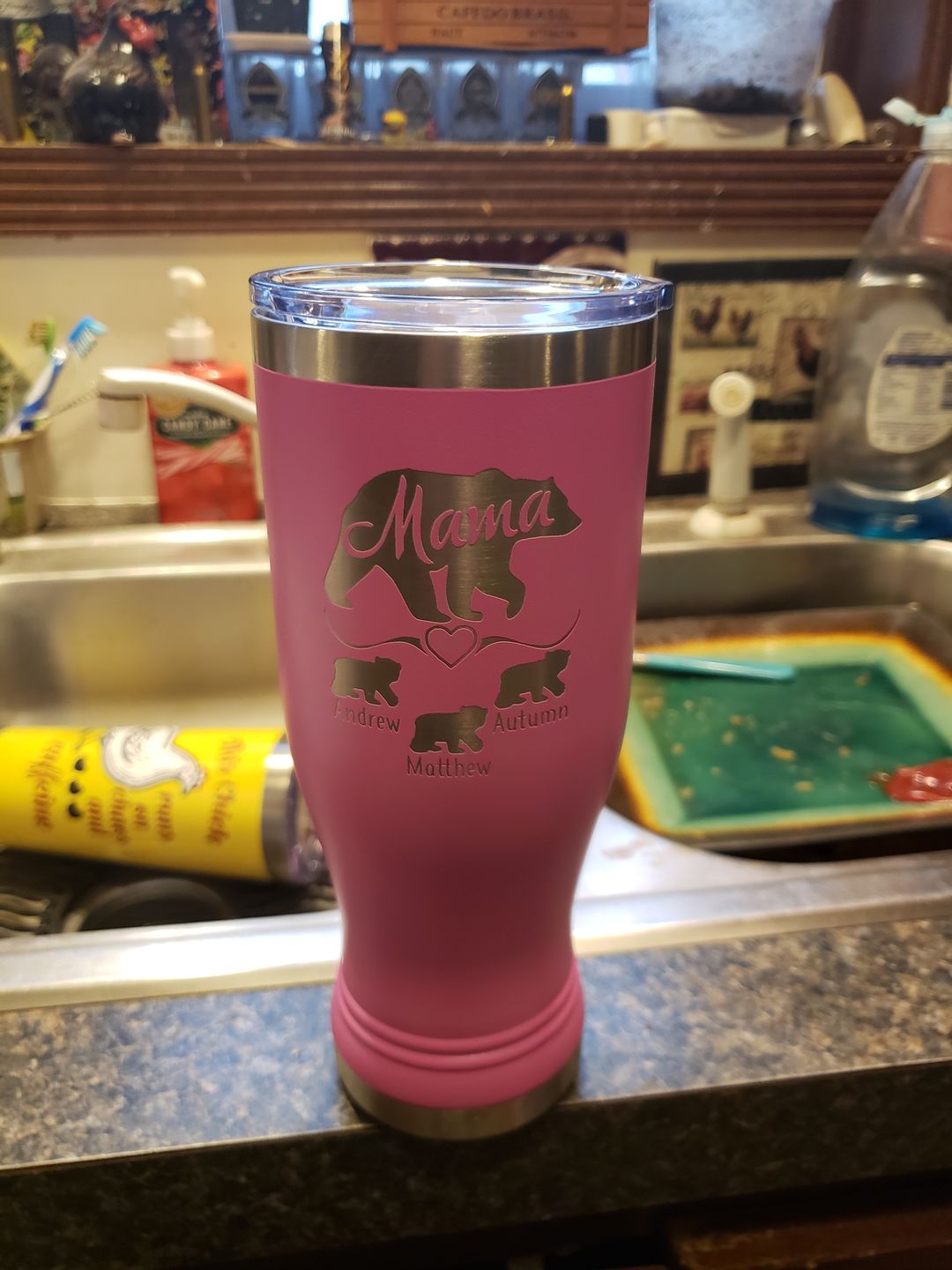 Customer photo review of Personalized Mama Bear Pilsner Style Vase/Tumbler