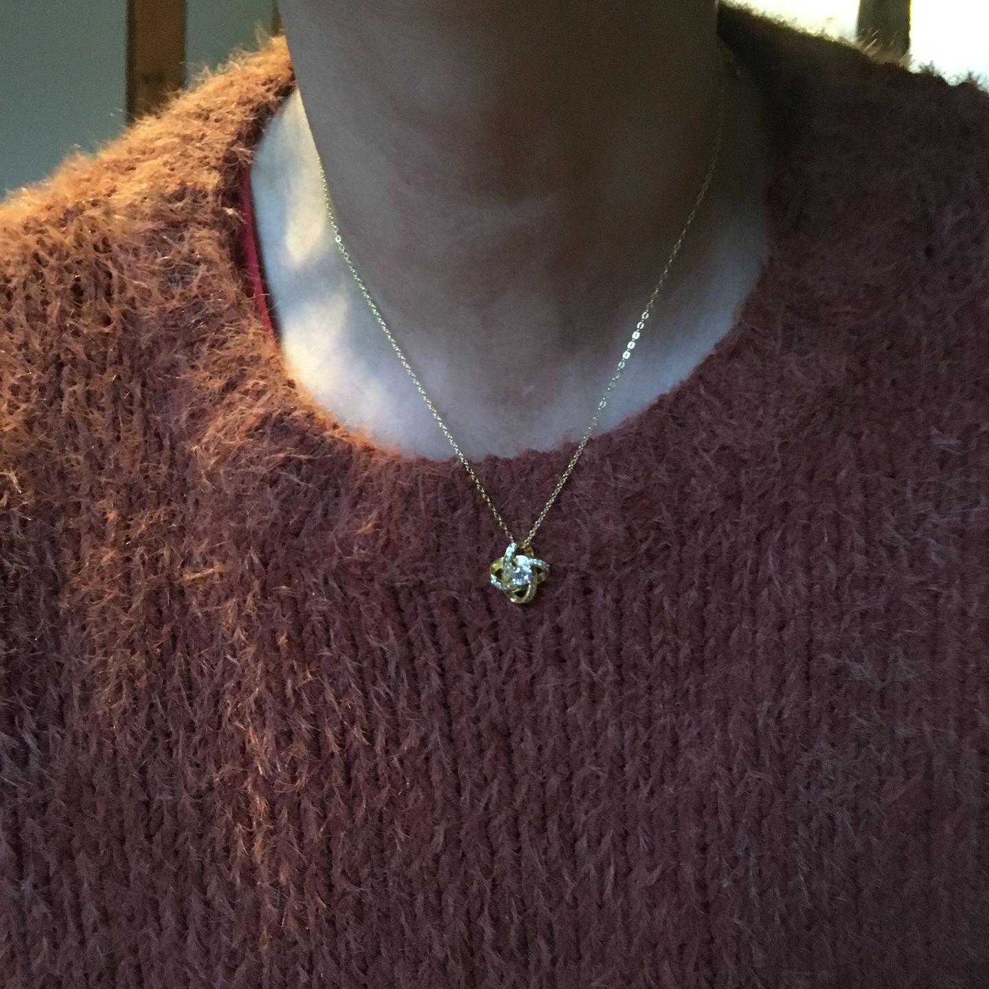 Customer photo review of To My Wonderful Wife Silver Love knot necklace