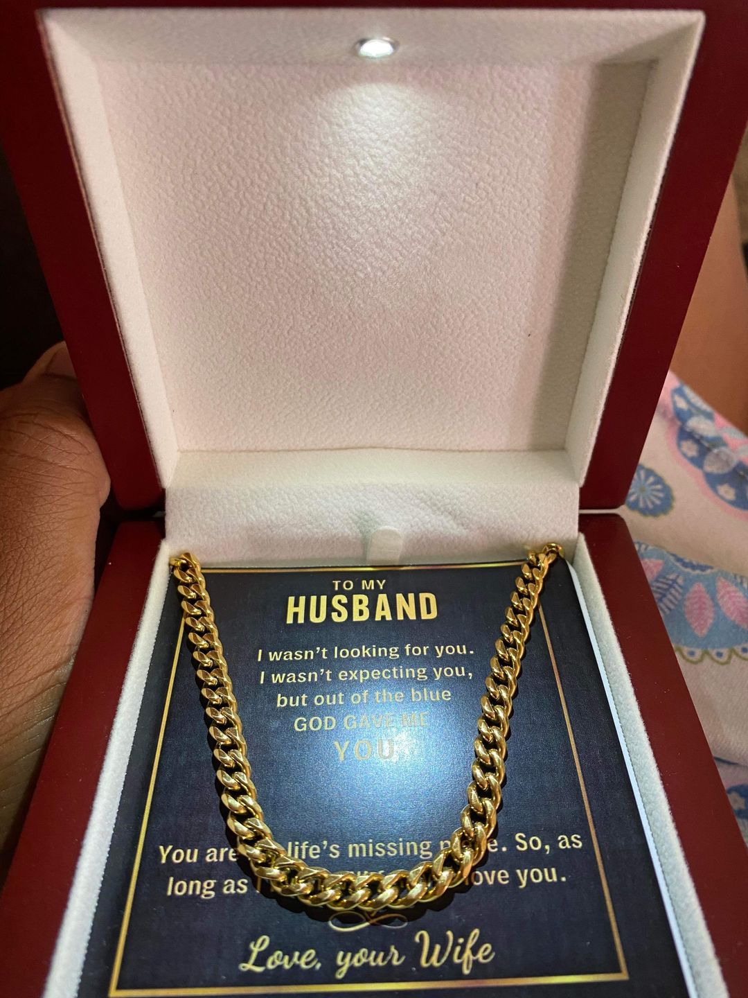 Customer photo review of To My Husband, God Gave Me You - Cuban Link Chain