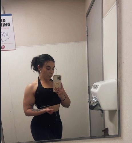 Customer photo review of Black Halter Crop Top