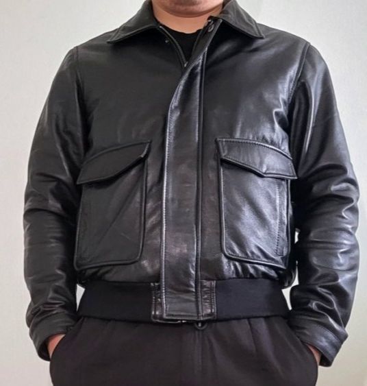 Customer photo review of A2 Bomber Aviator leather jacket