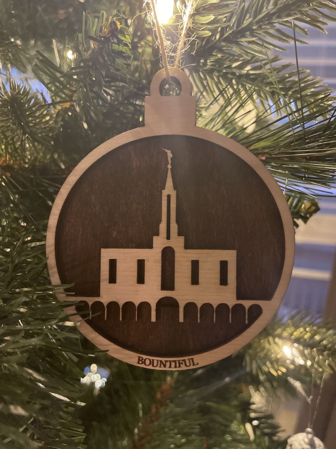 Customer photo review of Wooden Temple Christmas Ornament