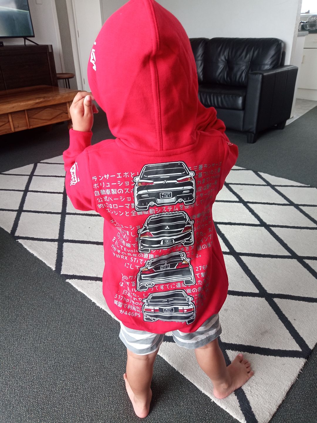 Customer photo review of Kids Mitsubishi Evolution Hoodie