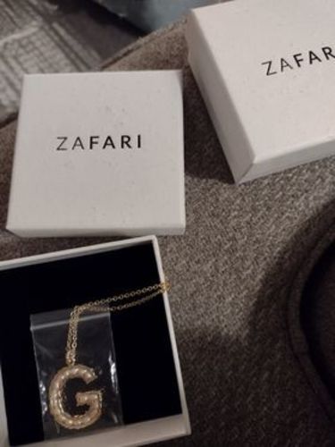 Customer photo review of Vintage Initial Letter Rice Pearl Gold Necklace