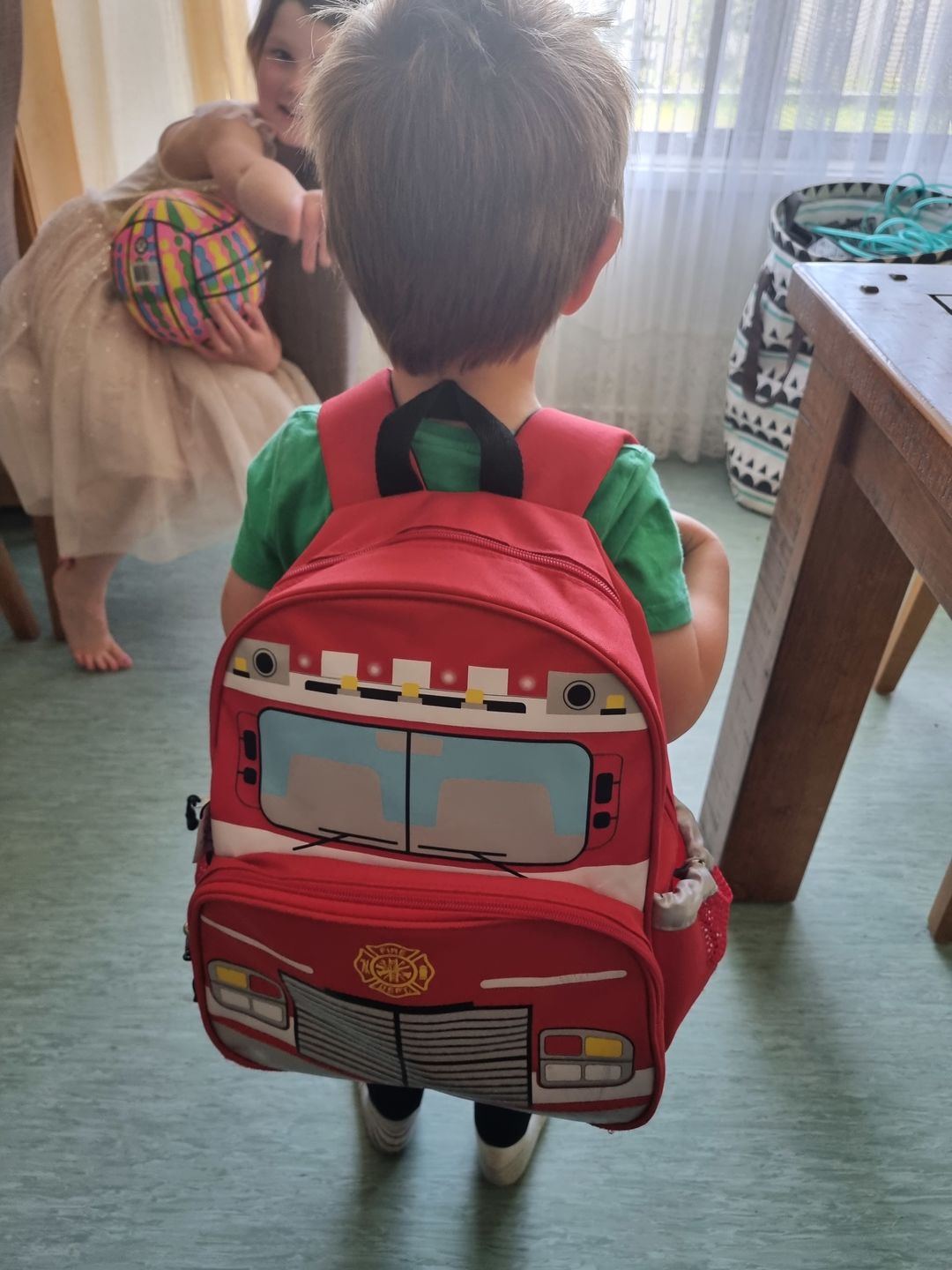 Customer photo review of Fire Truck Backpack
