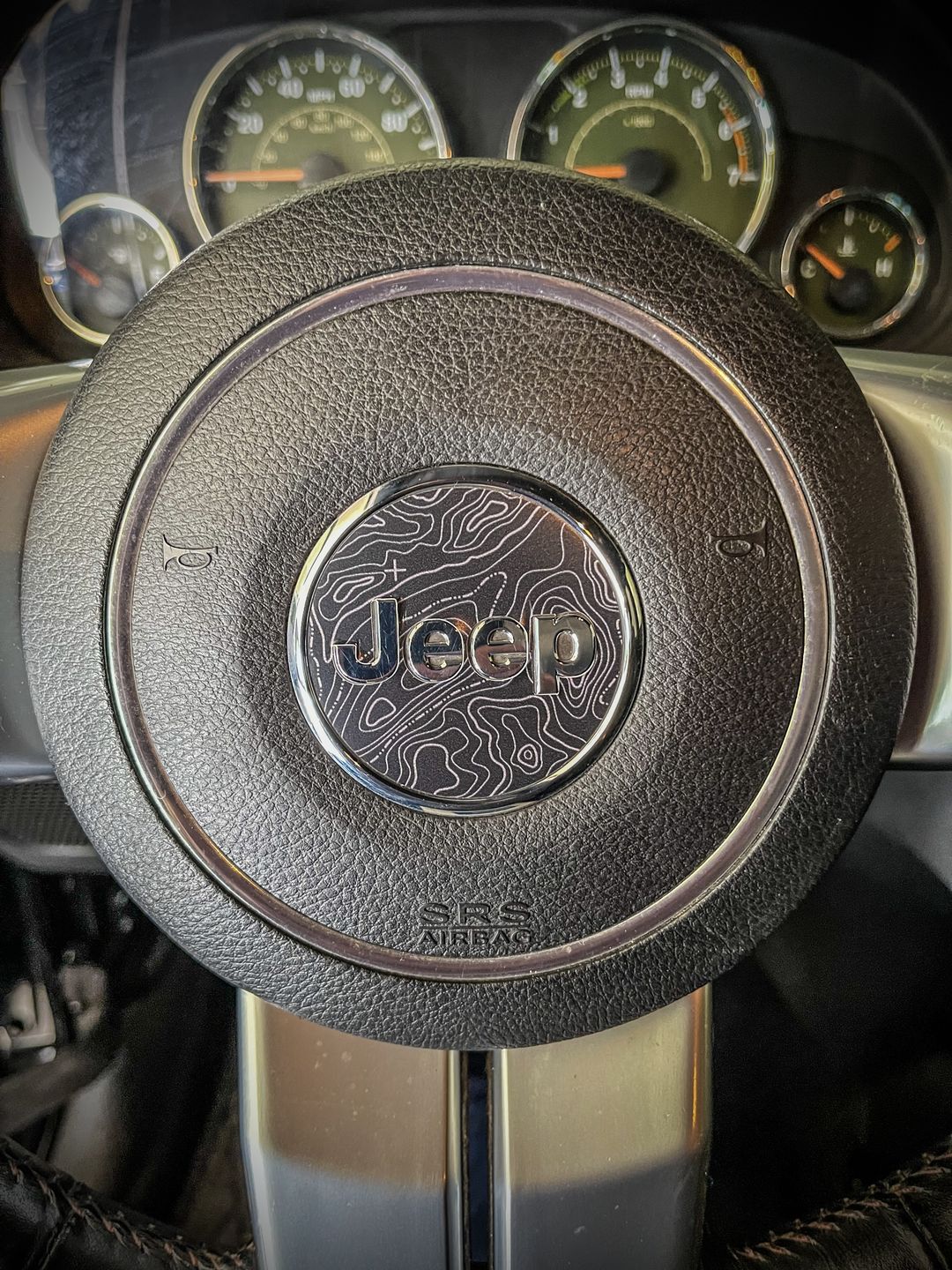 Customer photo review of Topographical Map Print Steering Wheel Decal for Jeep