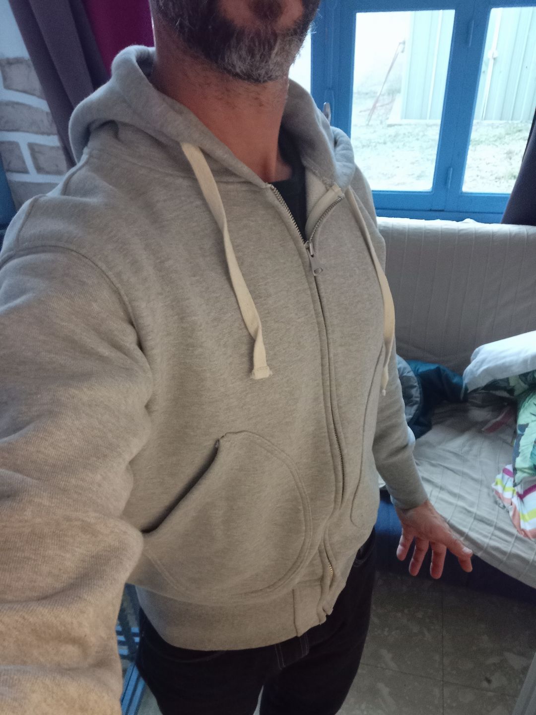 Customer photo review of 17.5 oz Terry Cloth Full-Zip Hoodie - Brick Red