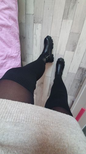 Customer photo review of Solid Color Patchwork Smart Chunky Boots