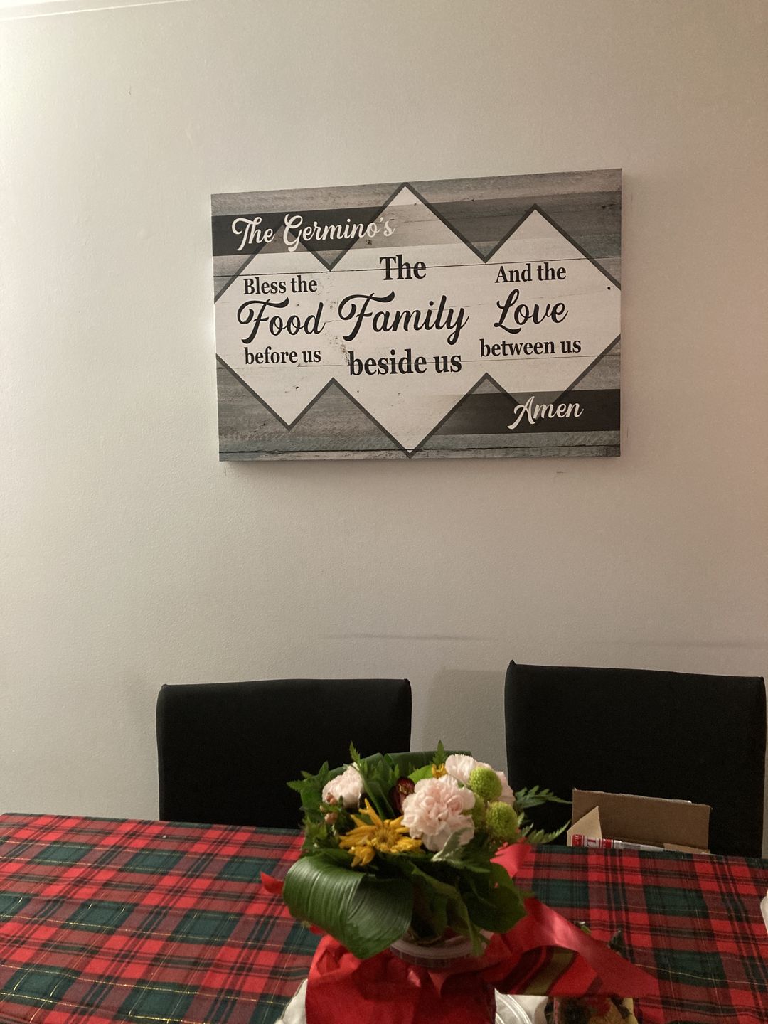 Customer photo review of Personalized "Bless The Food Family Love" Premium Canvas