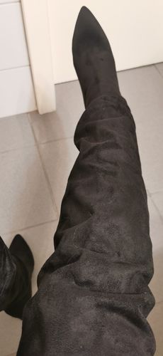 Customer photo review of Solid Color Feminine Pointed Toe Block Boots