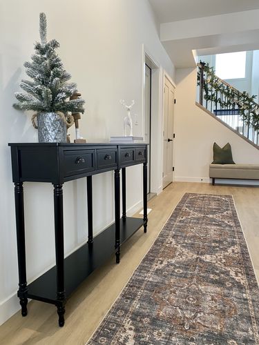 Customer photo review of Distressed Vintage Cezanne Rabbit Gray Inca Gold Runner Rug