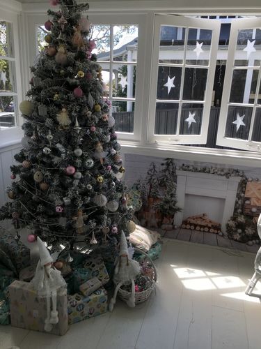 Customer photo review of Kate Christmas Brick Fireplace Backdrop Designed by Emetselch