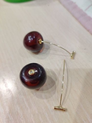 Customer photo review of Realistic Cherry Drop Earrings