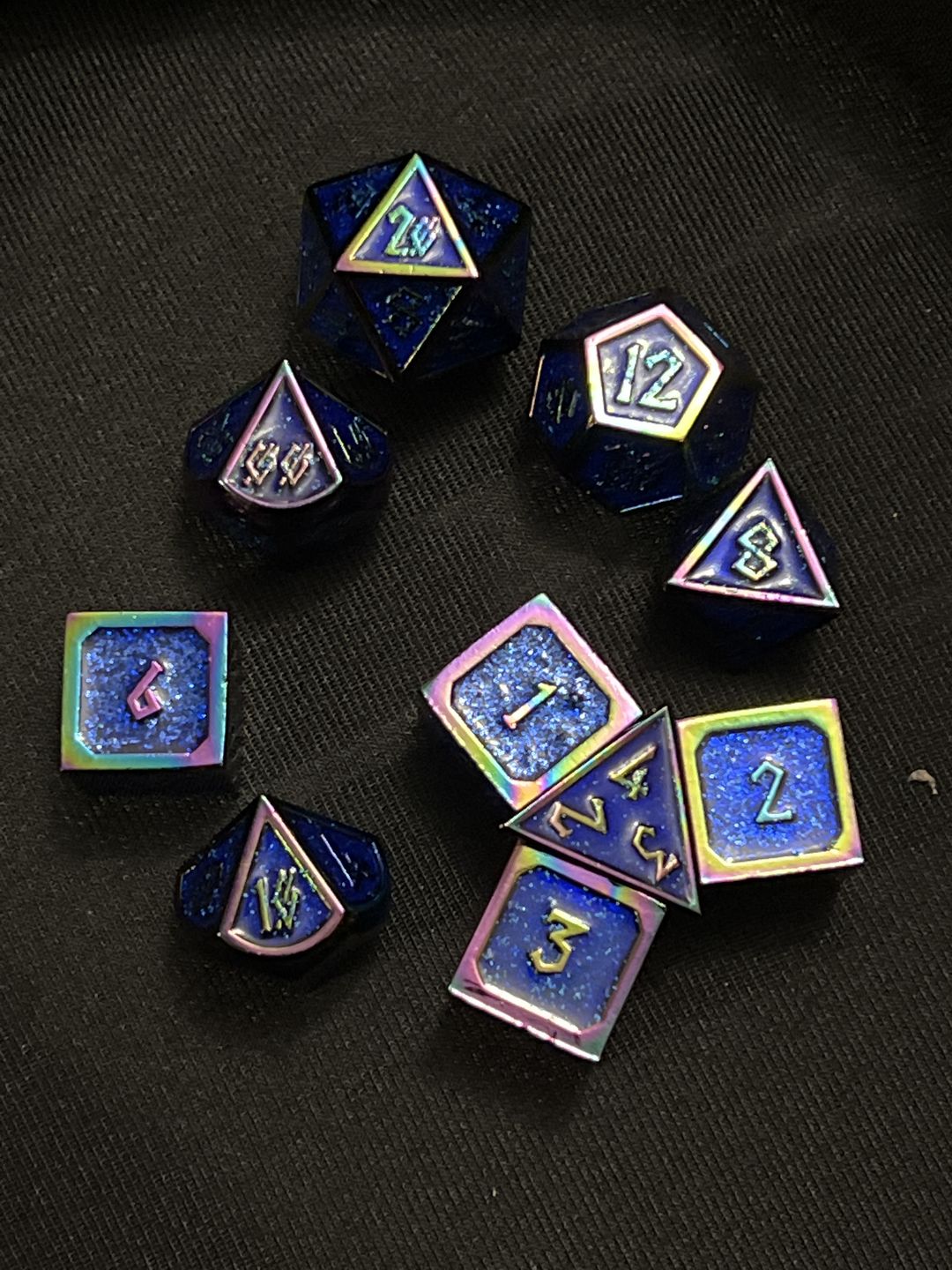 Customer photo review of ELDER RUNES IRIDESCENT AND BLUE GLITTER METAL SET