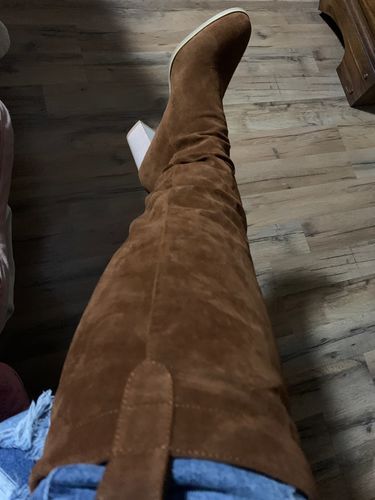 Customer photo review of Solid Color Classic Suede Boots