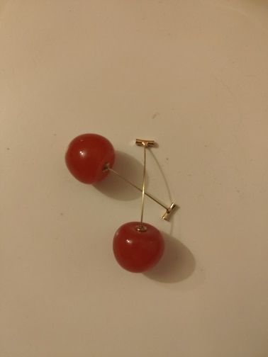 Customer photo review of Realistic Cherry Drop Earrings