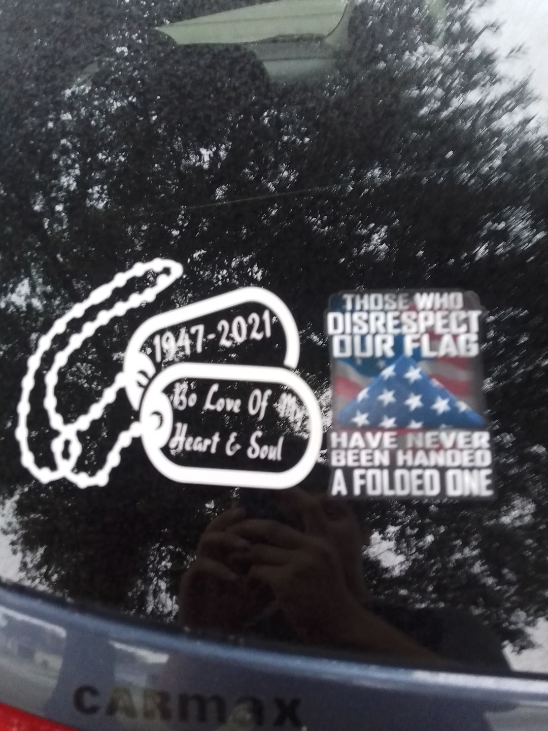 Customer photo review of Those Who Disrespect Our Flag Have Never Been Handed A Folded One 4" Decal