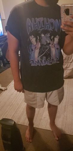 Customer photo review of Harajuku Style Vintage Washed Sasuke Uchiha Oversized Tee