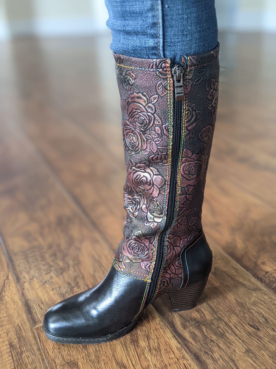 Customer photo review of Retro Printed Hand-made Boots