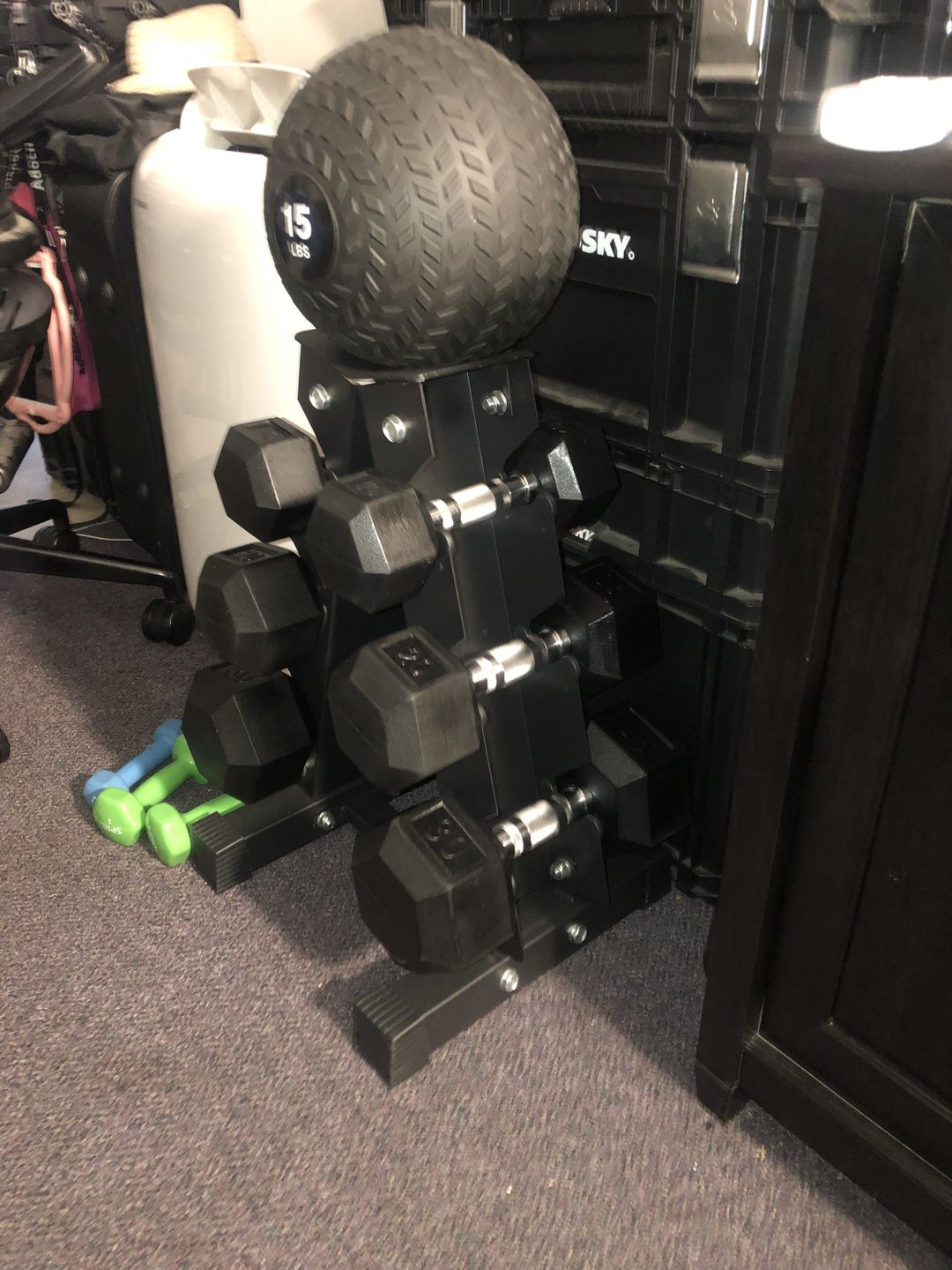 Customer photo review of Dumbbell Rack A-Frame Stand 3, 5 Pairs | RitFit Storage