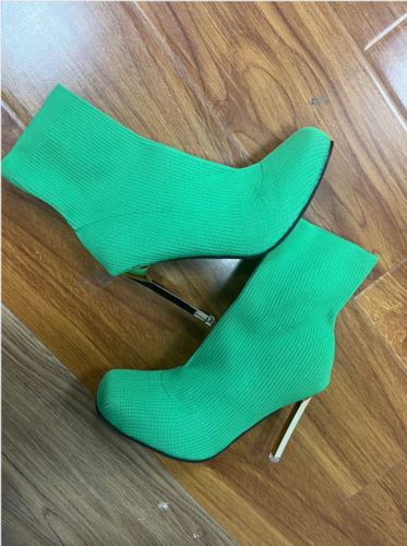 Customer photo review of Solid Color Simple Square Toe Stiletto Boots