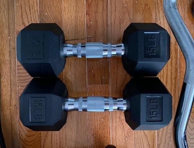 Customer photo review of RitFit Rubber Hex Dumbbell with Metal Handle For Free Weights Exercises｜10-60lbs Weights Range