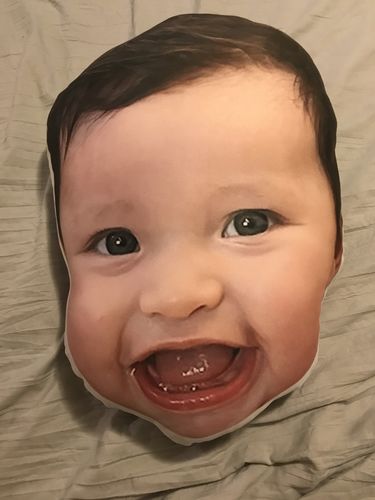 Customer photo review of Create A Custom Face Pillow
