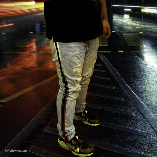Customer photo review of Gradient Stripe Denim (Red - Grey - White)