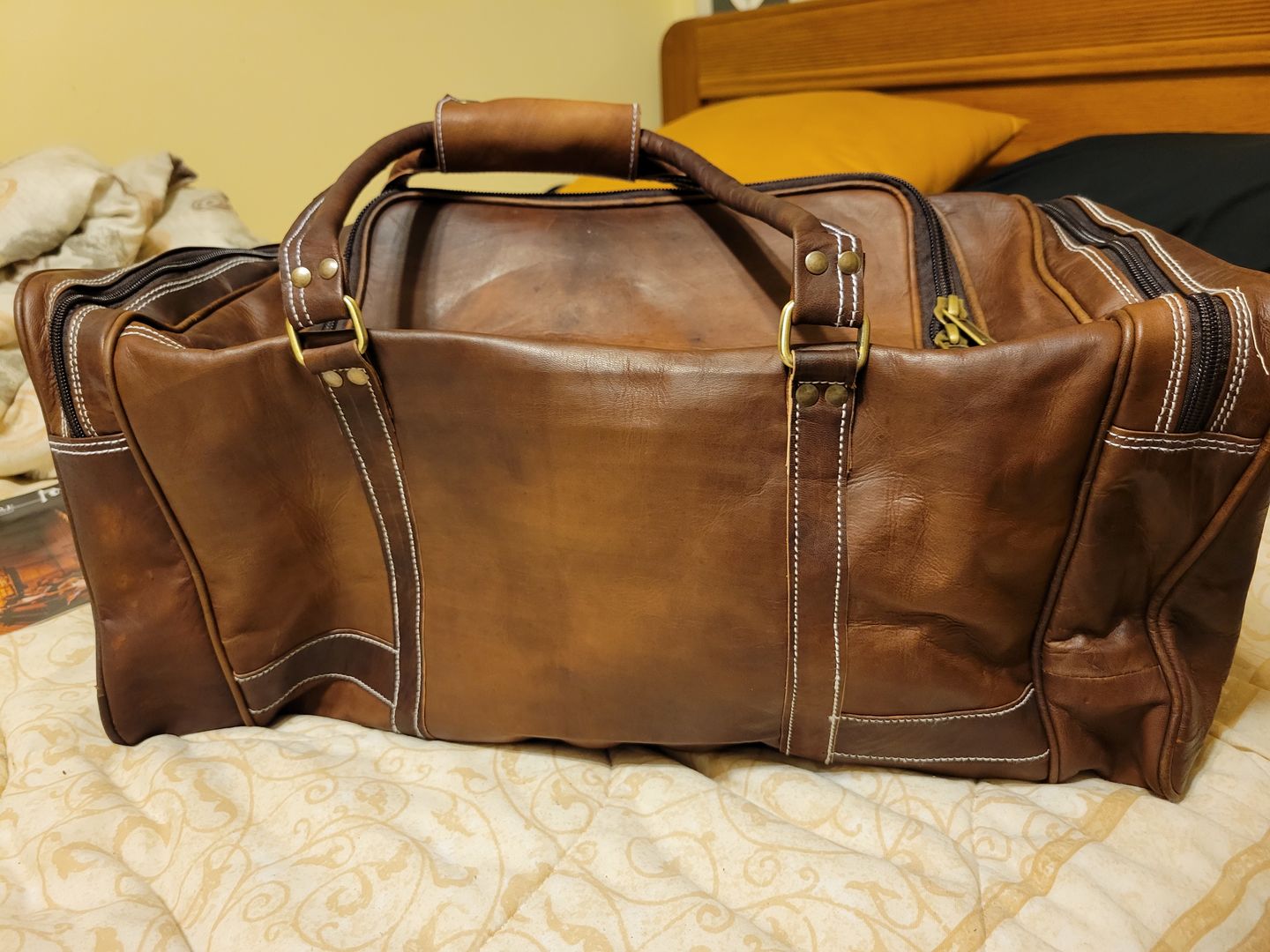 Customer photo review of Genuine Leather Traveler Overnight Weekender Duffle Bag