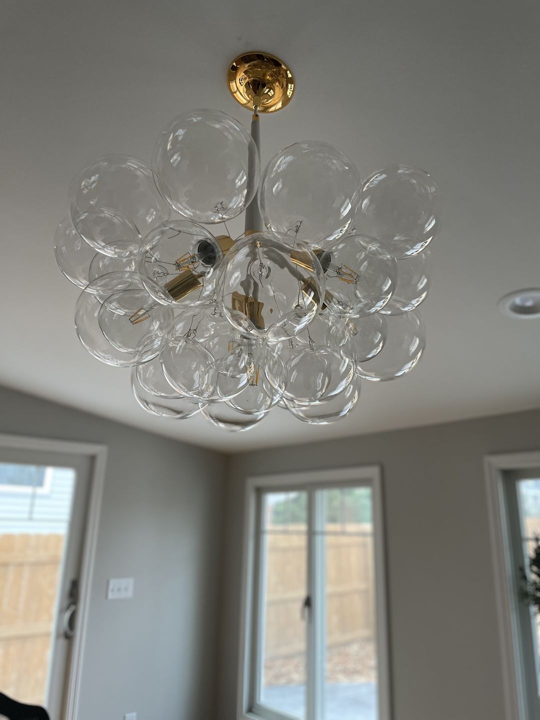 Customer photo review of Modern Clear Glass Bubble Cluster Chandelier
