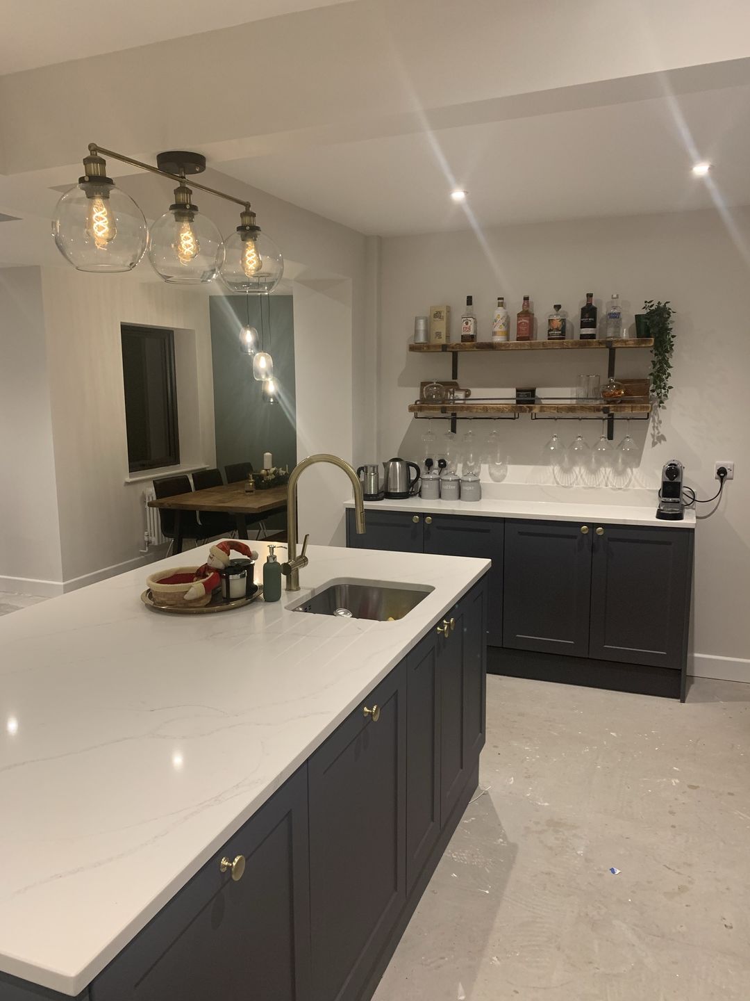 Customer photo review of Monmouth Brushed Satin Brass Cupboard Handles