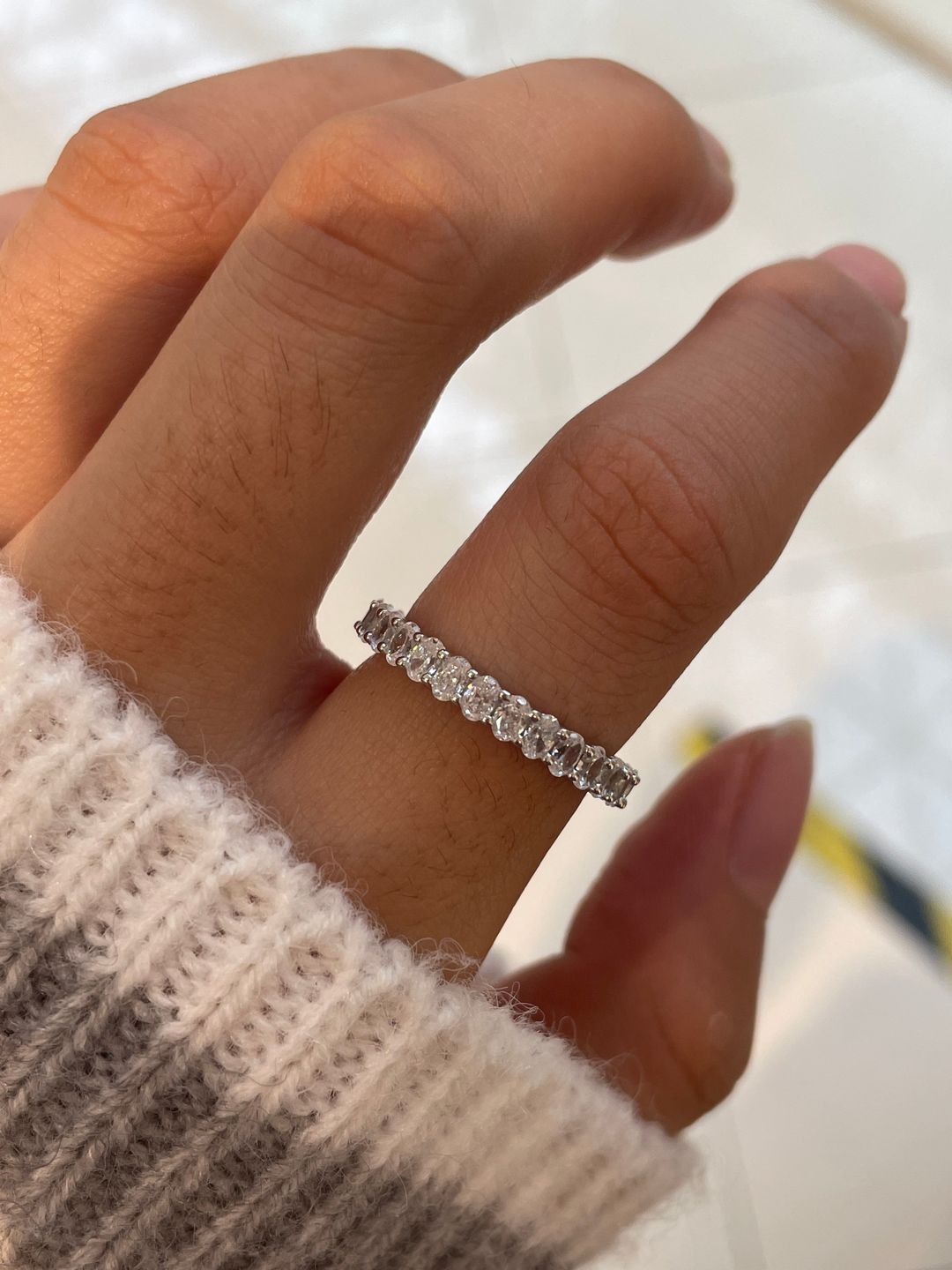 Customer photo review of S925 3 Ct Oval Cut Simulated Diamond Wedding Band Ring For Women In Sterling Silver
