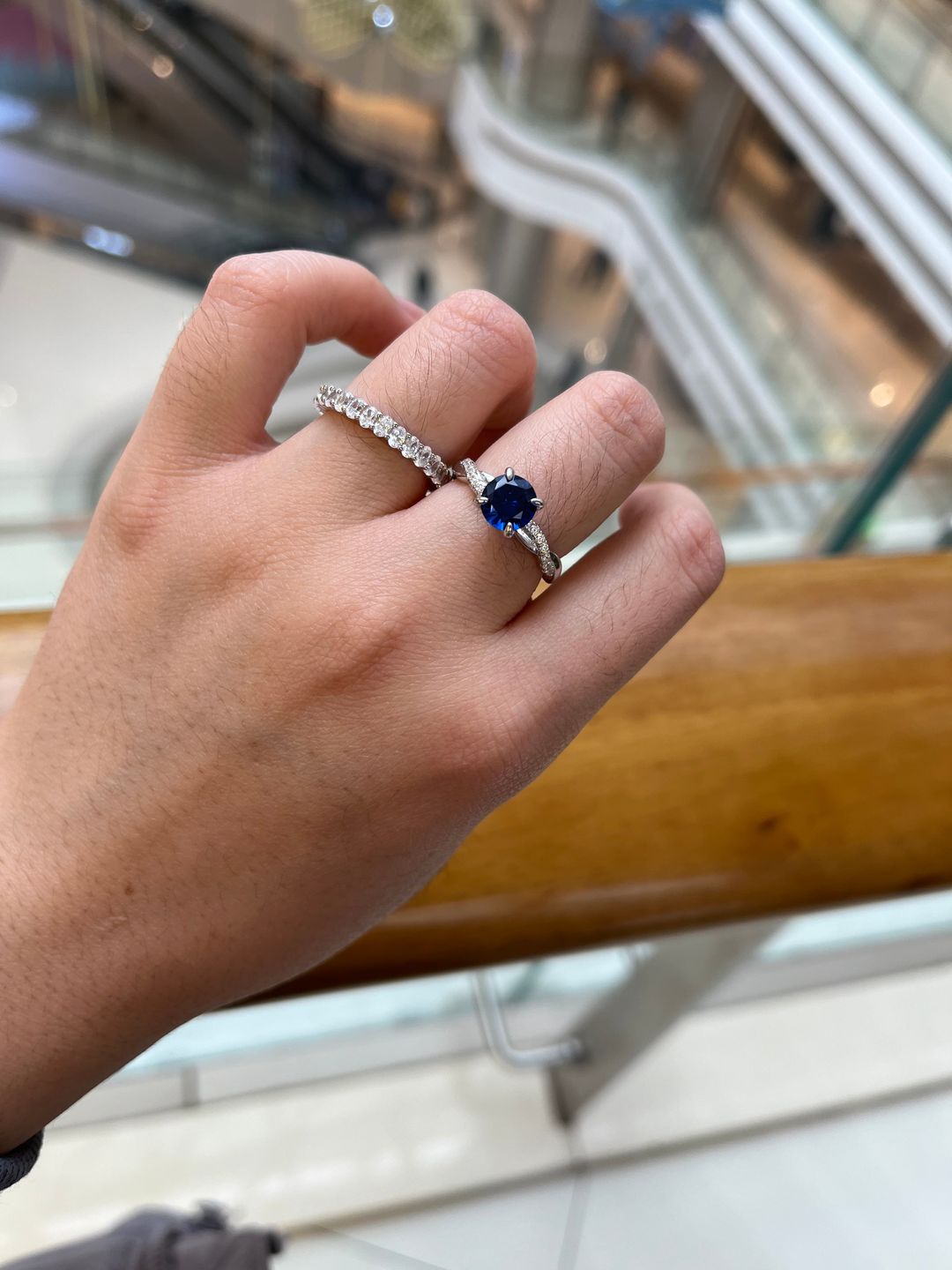Customer photo review of Louily Rose Gold Twist 1.25 Carat Blue Sapphire Round Cut Promise Ring For Her In Sterling Silver