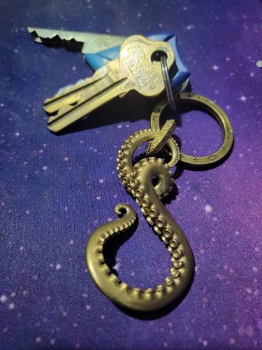 Customer photo review of Brass Octopus Tentacle Keychain