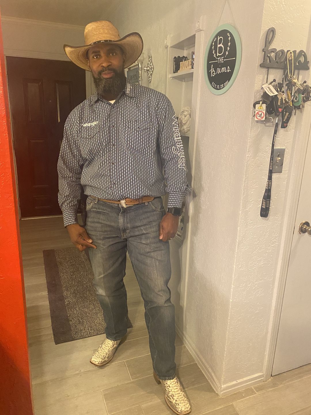 Customer photo review of Cowtown Men’s Square Toe Python Boot Q818
