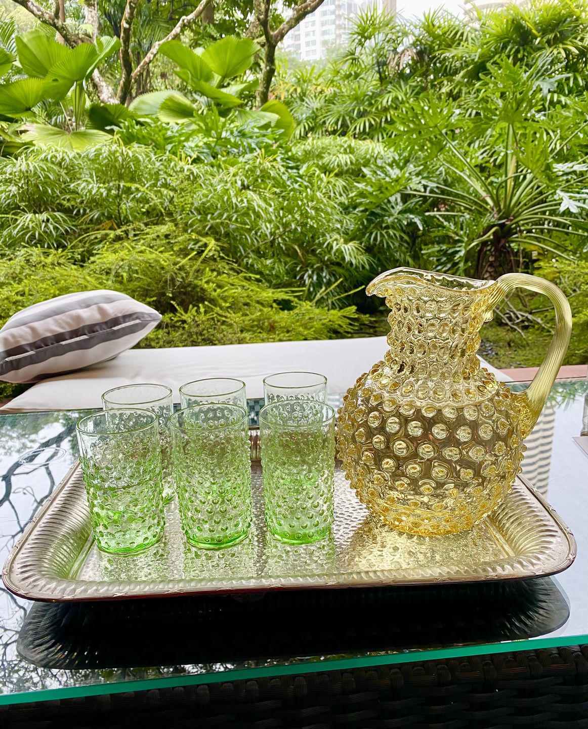 Customer photo review of Light Green Hobnail Tumblers