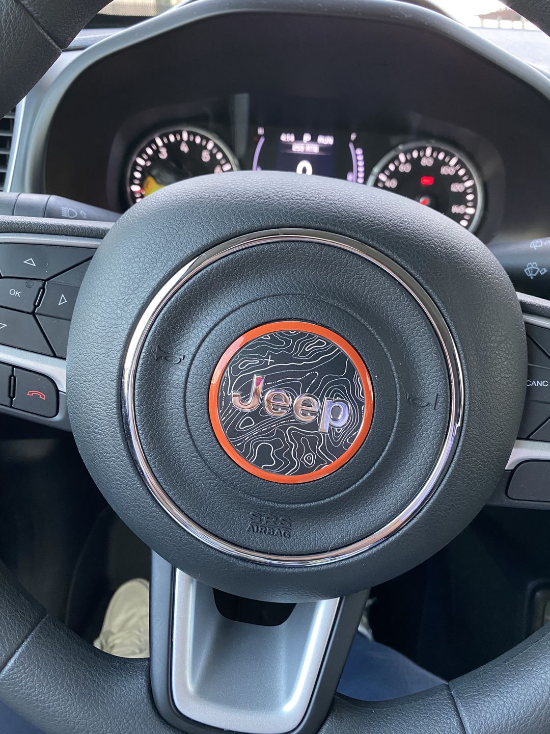 Customer photo review of Topographical Map Print Steering Wheel Decal for Jeep