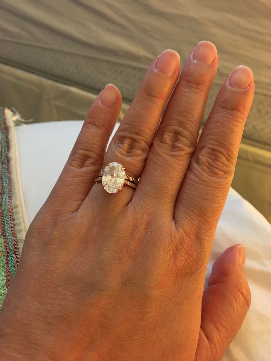 Customer photo review of Round Moissanite Sterling Silver Wedding Band Stackable Ring