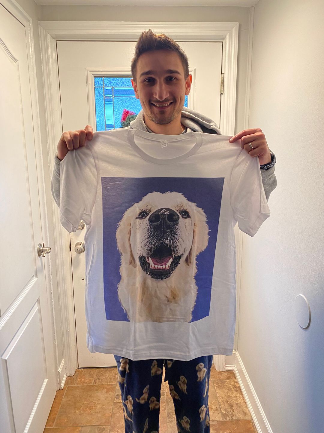 Customer photo review of Custom Pet Art Mens Crew Neck T-shirt