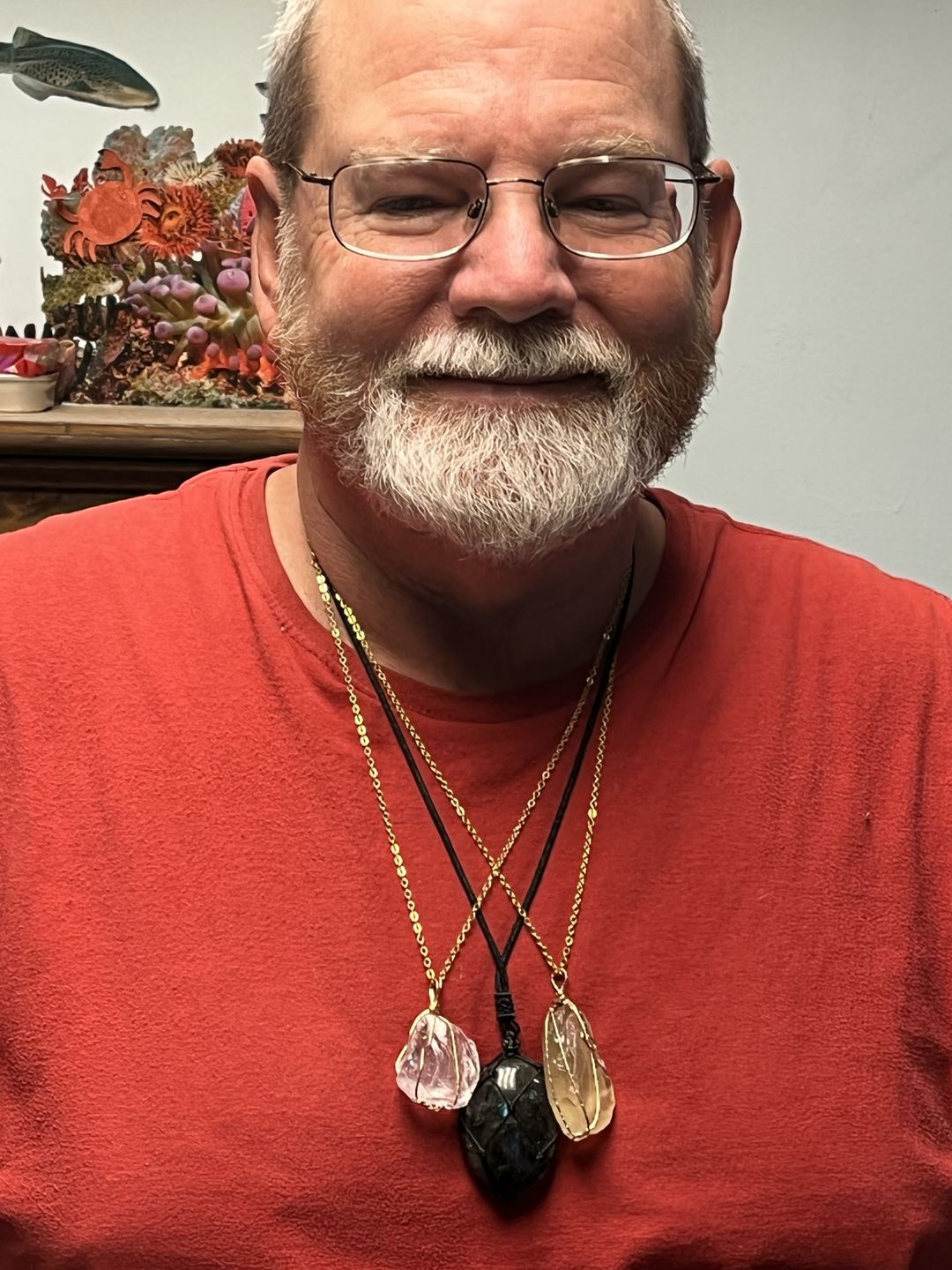 Customer photo review of Dragon's Heart Labradorite Necklace