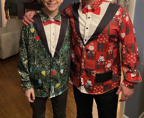 Customer photo review of Men's Christmas Print Regular Fit Long Sleeve Shirt