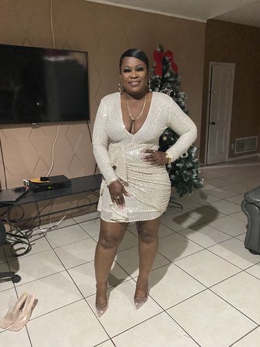 Customer photo review of Sequined Glamorous Backless Deep V Neck Mini Dress