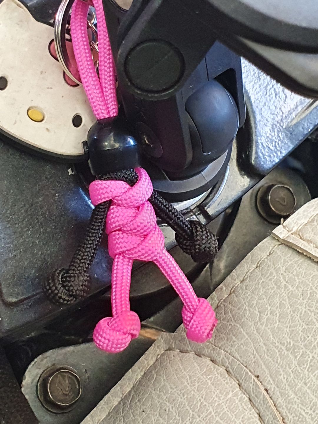 Customer photo review of Black Hot Pink Biker Buddy Paracord Keychain