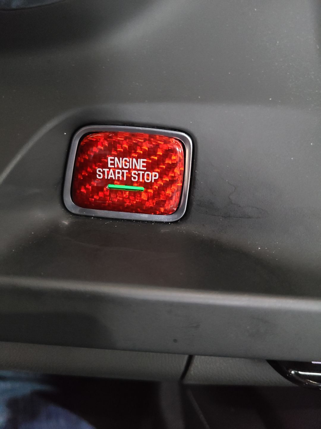 Customer photo review of CARBON FIBER PUSH START BUTTON COVER WITH LIGHT CUT OUT (BLACK/RED/BLUE) for 2016-202- CAMARO/2014-2016 C7 CORVETTE
