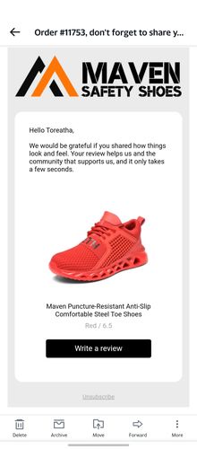 Customer photo review of Maven Puncture-Resistant Anti-Slip Comfortable Steel Toe Shoes