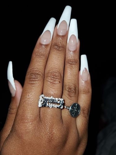 Customer photo review of Script Name Ring