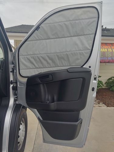 Customer photo review of Promaster - Front Door Shades (set)
