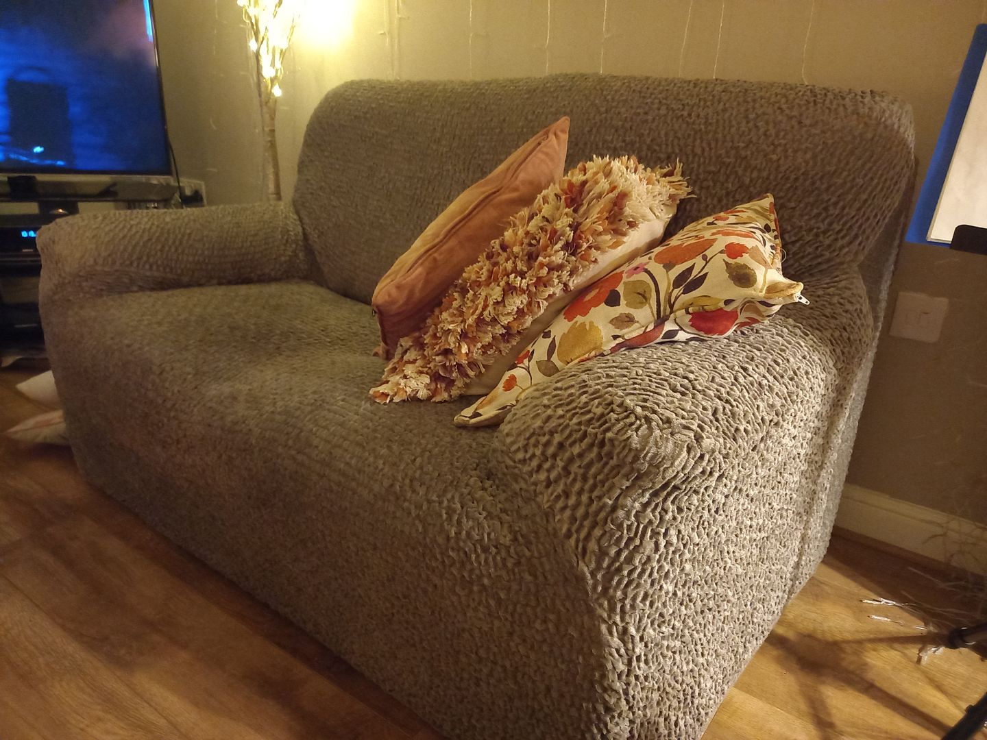 Customer photo review of 2 Seater Sofa Cover - Brown, Velvet Collection