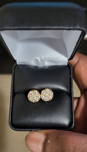 Customer photo review of 1.40 Carat Certified VVS1 Moissanite Cluster Earrings