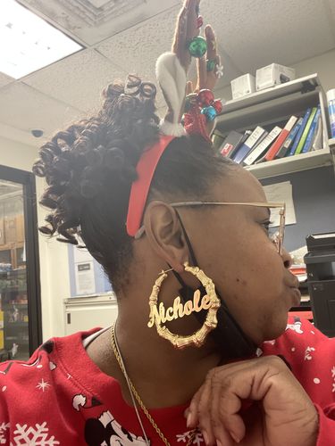 Customer photo review of 90’s Kinda Girl Hoops
